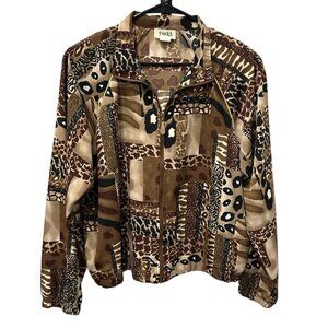 Vintage Teddi Womens Patchwork Animal Print Jacket Sz XL